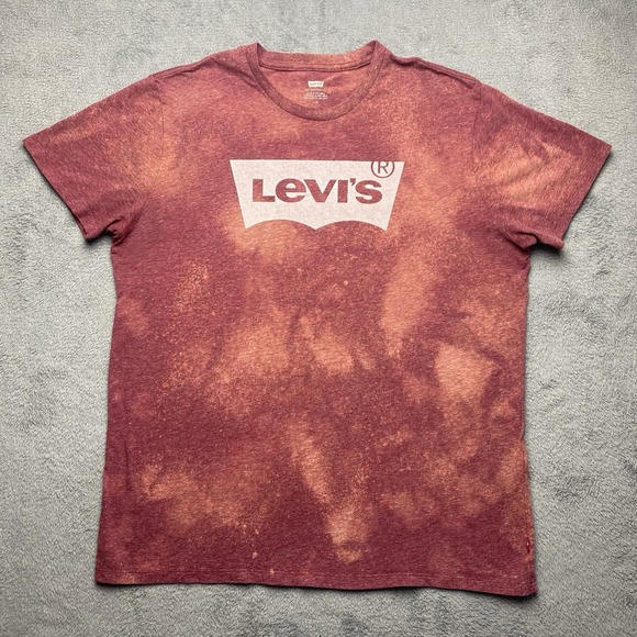 Levis Strauss Other - Levi's‎ T-shirt Men's Size Large Red Distressed Acid Wash Bleach Dyed